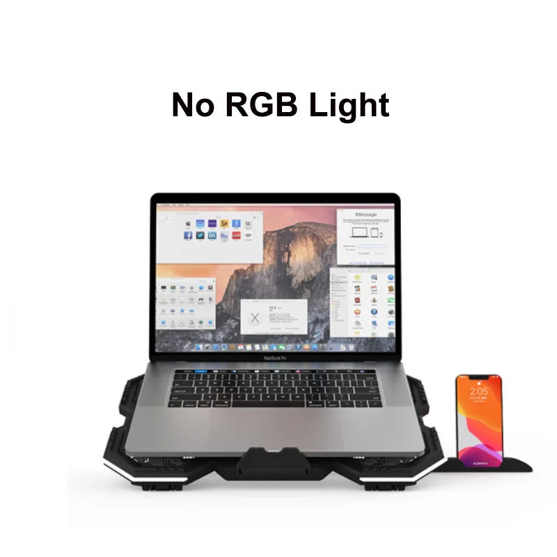 RGB Gaming Laptop Cooling Pad Air Cooler Notebook Stand Holder with 6 fans Cooling Fan Base Suit for 12-17 inch Laptop Stand
