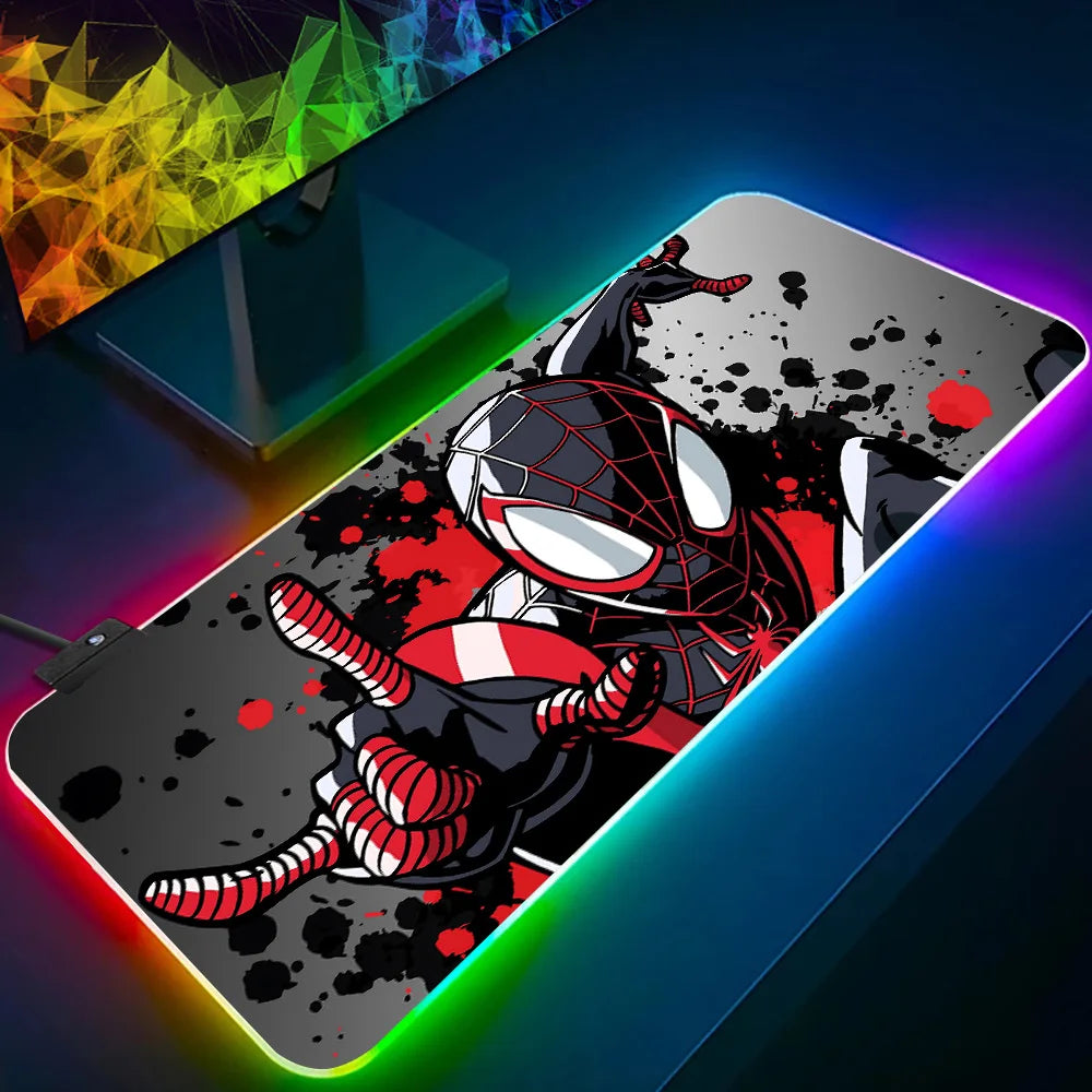 RGB Pc Gamer Keyboard Mouse Pad Mousepad LED Glowing Mouse Mats Rubber Hot movie Spiders-Man Gaming Computer Mausepad
