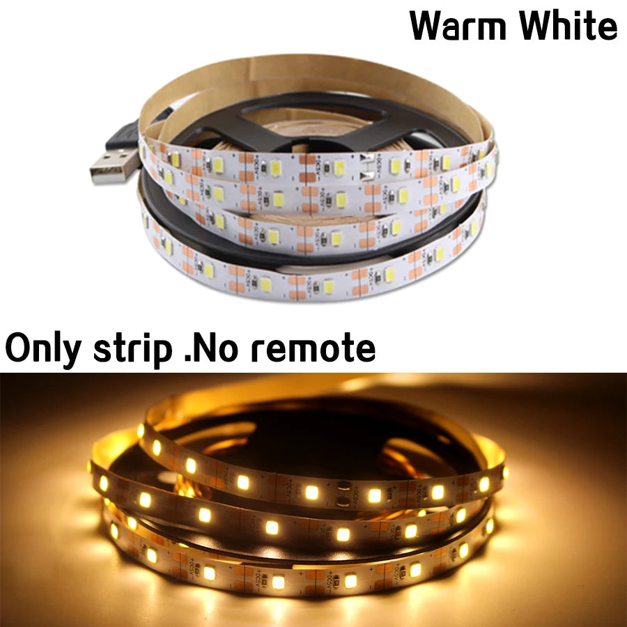 RGB PC LED TV USB Light Strip Backlight 2835 0.5m- 5m Warm White RGB 5 V Volt Led Strip Lights For Gaming Living Room Decoration