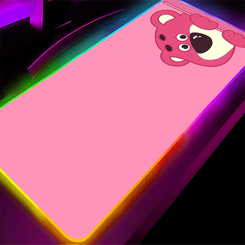 RGB Mouse Pad S-Strawberrys Bear Lotso Gaming Accessories PC Gamer xxl Computer Desk Mat Laptop Varmilo LED Keyboard Mousepad