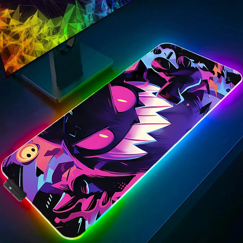 RGB Desk Mat Lovely Cute Gaming Mouse Pad Mousepad PC Gamer Desktop Decoration HD Office Mouse Mat P-Pokemons Gengar Table Rug