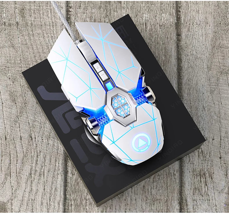 Ergonomic Wired Gaming Mouse RGB Mute Mouse LED Backlit 3200dpi 6 Button USB Mechanical Mause for PC Laptop Computer Gamer