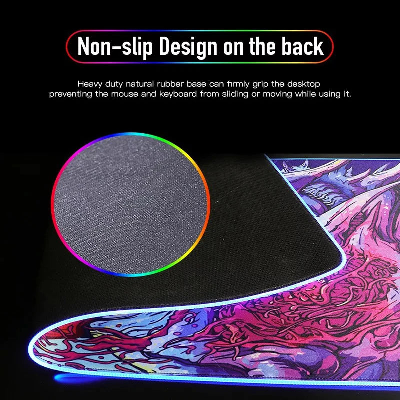 RGB Hexagon Gaming Mouse Pad XXL Antislip Rug Desk Mat Computer Accessories Office Geometric Mousepad Luminous Extended Game Mat