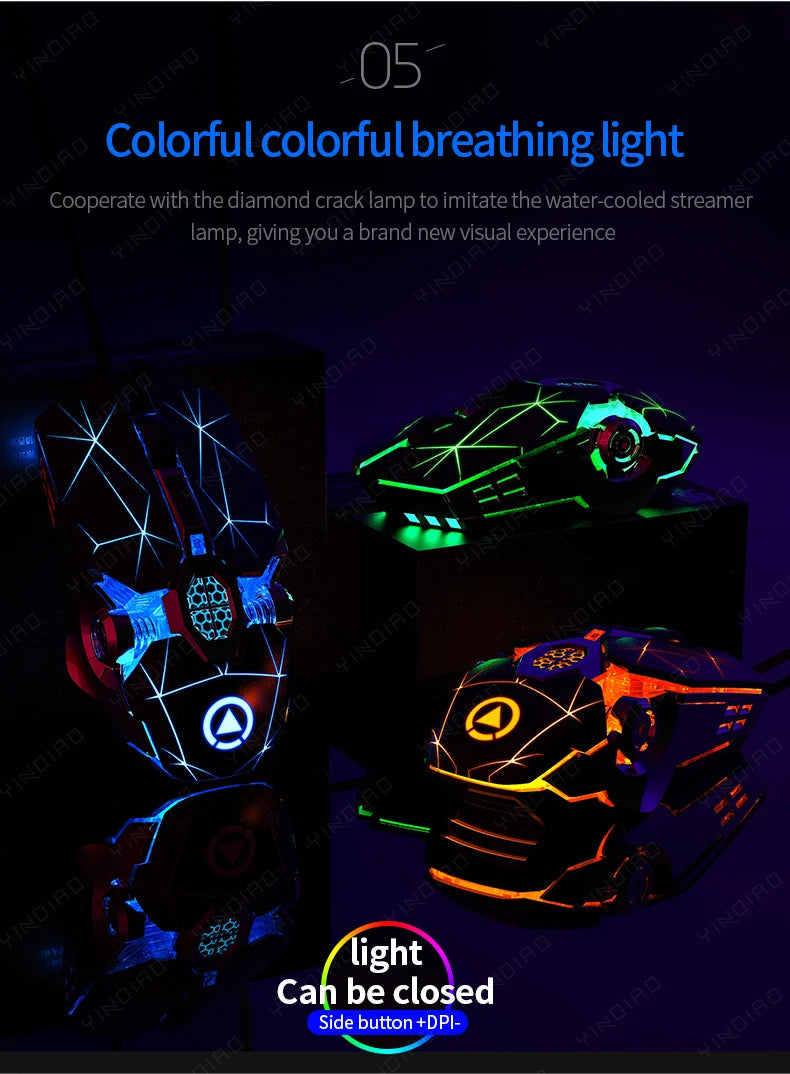 Ergonomic Wired Gaming Mouse RGB Mute Mouse LED Backlit 3200dpi 6 Button USB Mechanical Mause for PC Laptop Computer Gamer