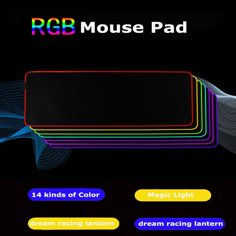 RGB Hexagon Gaming Mouse Pad XXL Antislip Rug Desk Mat Computer Accessories Office Geometric Mousepad Luminous Extended Game Mat