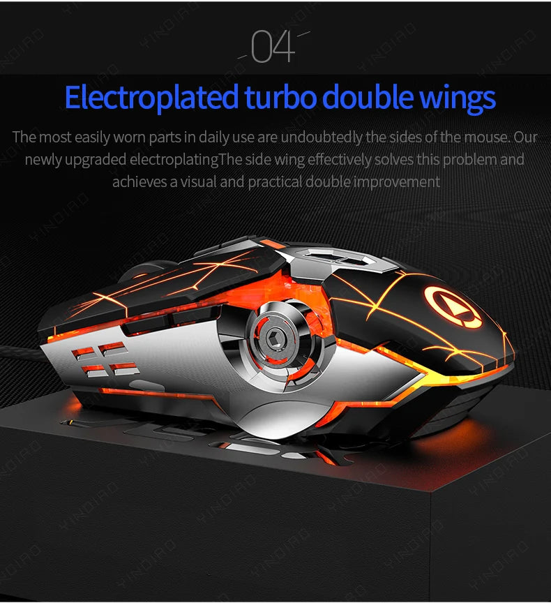 Ergonomic Wired Gaming Mouse RGB Mute Mouse LED Backlit 3200dpi 6 Button USB Mechanical Mause for PC Laptop Computer Gamer