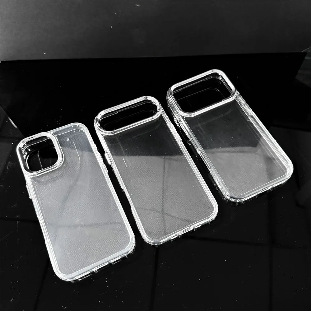 Transparent Silicone Phone Case for IPhone 17 IPhone 17Pro Max Shockproof Transparent Bumper Soft Clear Cover Luxury Metal Case
