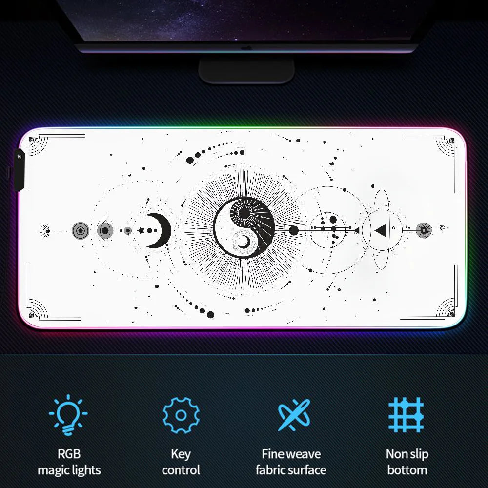 Gaming Keyboard Extended Pad White Yinyang Desktops Rgb Mouse Mats Gamer 900x400 Desk Accessories Office Computer Mat Mousepad