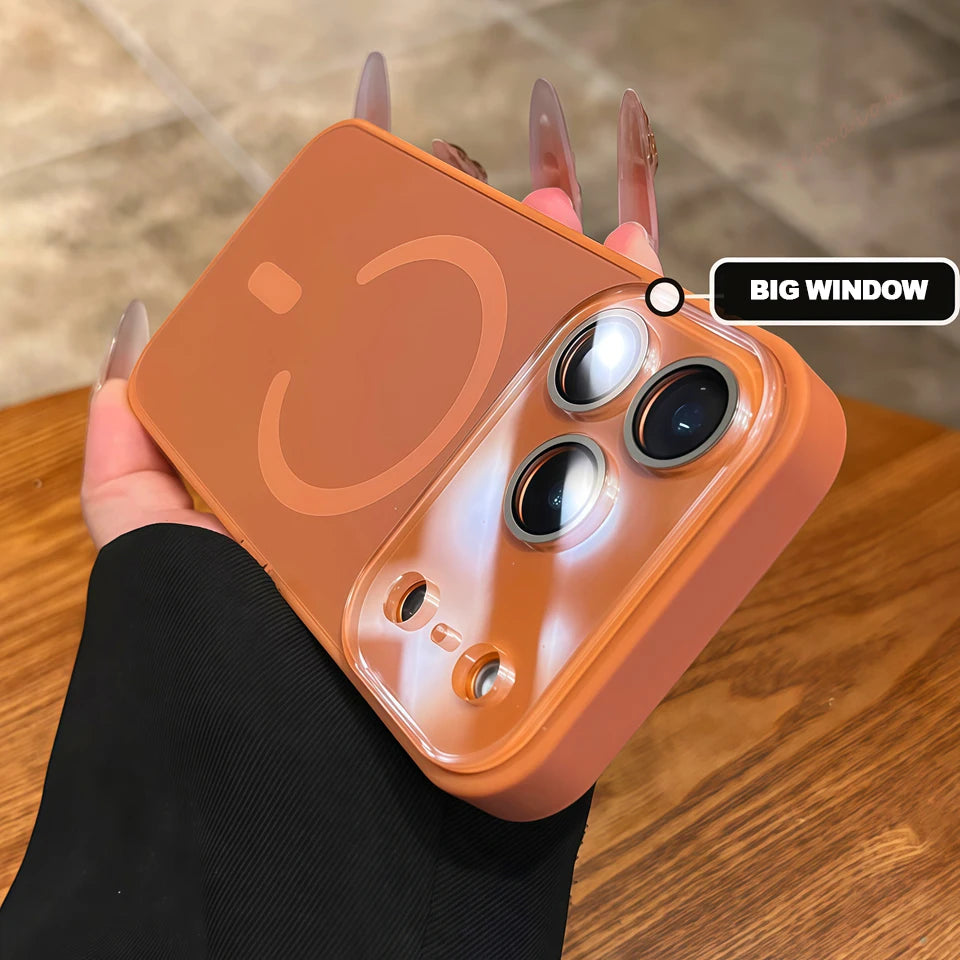Official Original Magnetic Phone Case For iPhone 17 Air 11 12 13 14 15 16 17 Pro Max Magsafe Big Window Charging Protector Cover