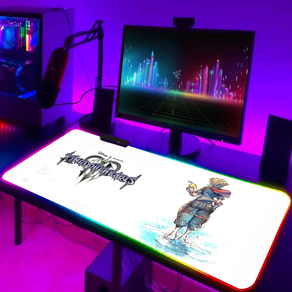 Games Kingdom Hearts RGB Pc Gamer Keyboard Mouse Pad Mousepad LED Glowing Mouse Mats Rubber Gaming Computer Mausepad