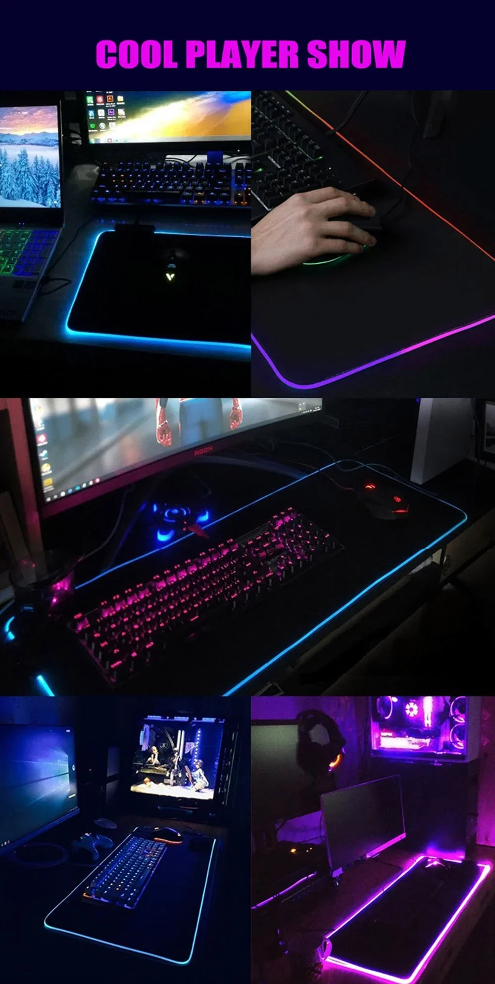 Gamer Sports Cars RGB Mouse Pad for Computer Desks Desktops Setup Gaming Accessories Large LED Mouse Pad 90x40 Colorful Mouspad