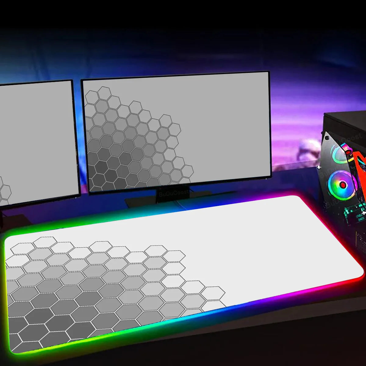 RGB Hexagon Gaming Mouse Pad XXL Antislip Rug Desk Mat Computer Accessories Office Geometric Mousepad Luminous Extended Game Mat