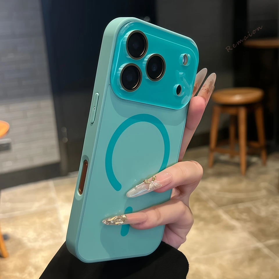 Official Original Magnetic Phone Case For iPhone 17 Air 11 12 13 14 15 16 17 Pro Max Magsafe Big Window Charging Protector Cover