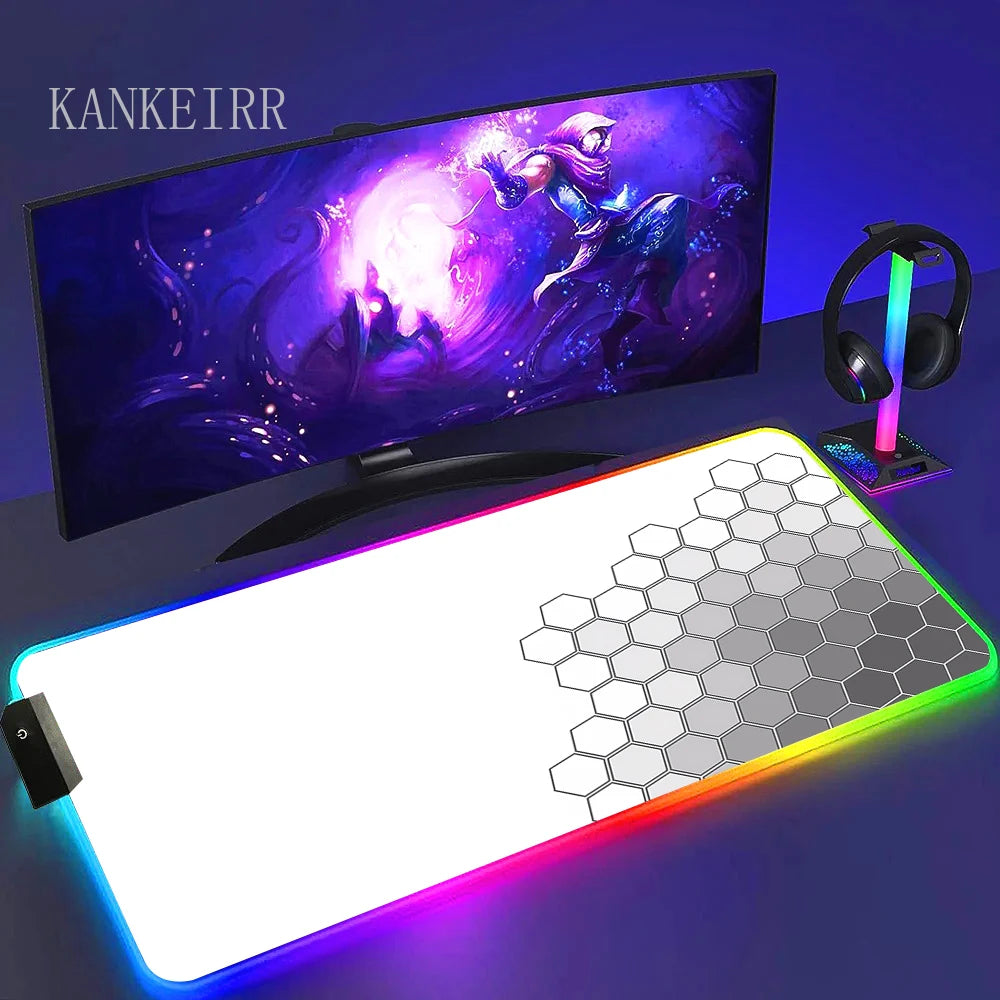 Geometry Large RGB Gamer Mousepad With Backlight Mouse Mat Gaming Mousepads LED Keyboard Mats Luminous Desk Pads Mouse Pad PC