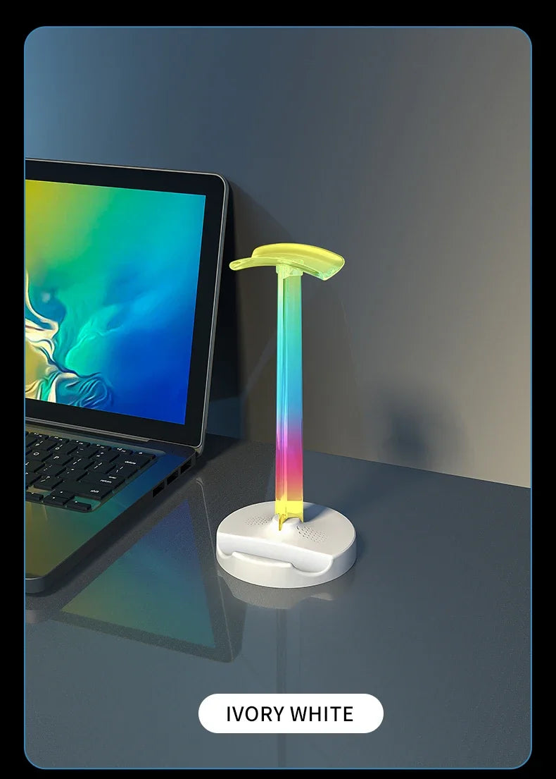 RGB Gaming Headset Stand  Desktop Ambient Lighting - Ergonomic Design,  Perfect Gift for PC Gamers