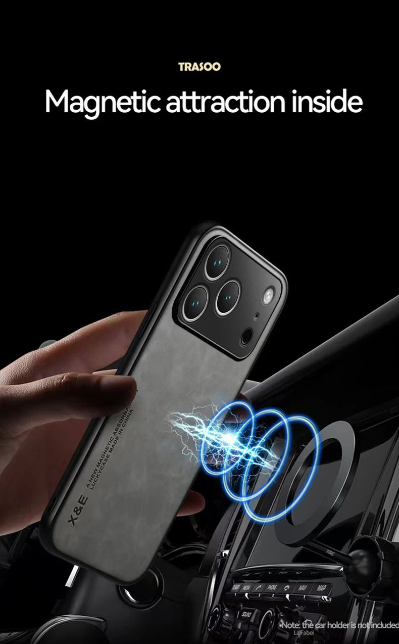 Luxury Shockproof Case For iPhone 17 Pro Max Protective Cover Magnetic Car Holder Phone Coque Fundas For iPhone 17 Air 17Pro