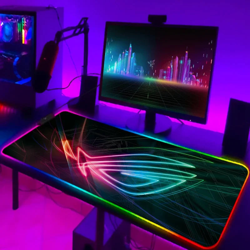RGB Mousepad Cool ROG Mouse Pad Gamer Keyboard Mat LED Computer Mausepad Keyboards Accessories Gaming Desk Mat Mouse Carpet Xxl
