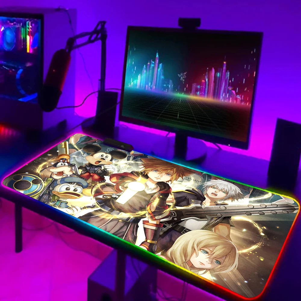 Games Kingdom Hearts RGB Pc Gamer Keyboard Mouse Pad Mousepad LED Glowing Mouse Mats Rubber Gaming Computer Mausepad