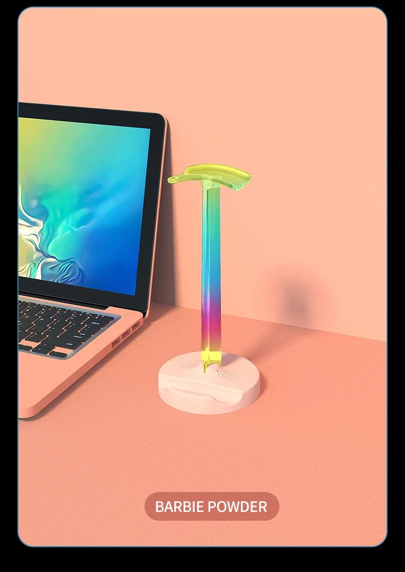 RGB Gaming Headset Stand  Desktop Ambient Lighting - Ergonomic Design,  Perfect Gift for PC Gamers