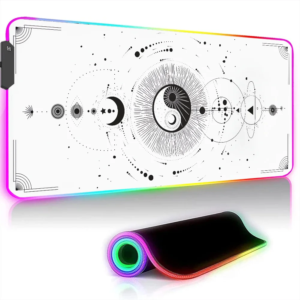 Gaming Keyboard Extended Pad White Yinyang Desktops Rgb Mouse Mats Gamer 900x400 Desk Accessories Office Computer Mat Mousepad