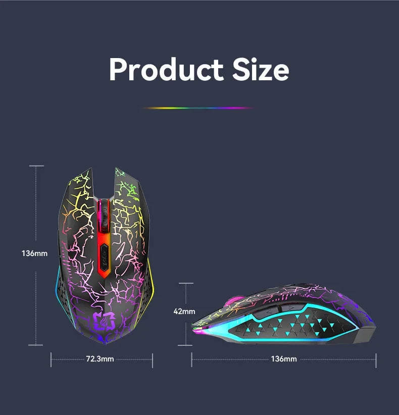 RGB Gaming Mouse Bluetooth Mouse 2.4G Wireless Mouse Ergonomic 1600DPI 6 Mute Buttons Mouse For MacBook Tablet Laptops Computer