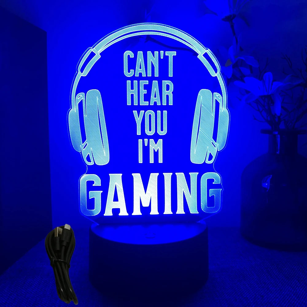 NEON GAMER 3D Lamp LED Night Light Gaming Setup RGB Children's Lamps Gamer Room Decoration Bedroom Table Lamp Personalized Gifts