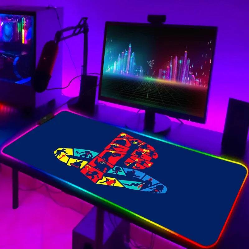 LED Gaming Mouse Pad With Backlight Deskmat PSFour Mousepad RGB Gamer Desk Decorations Computer Mouse Pad Pc Gamer Full Mat