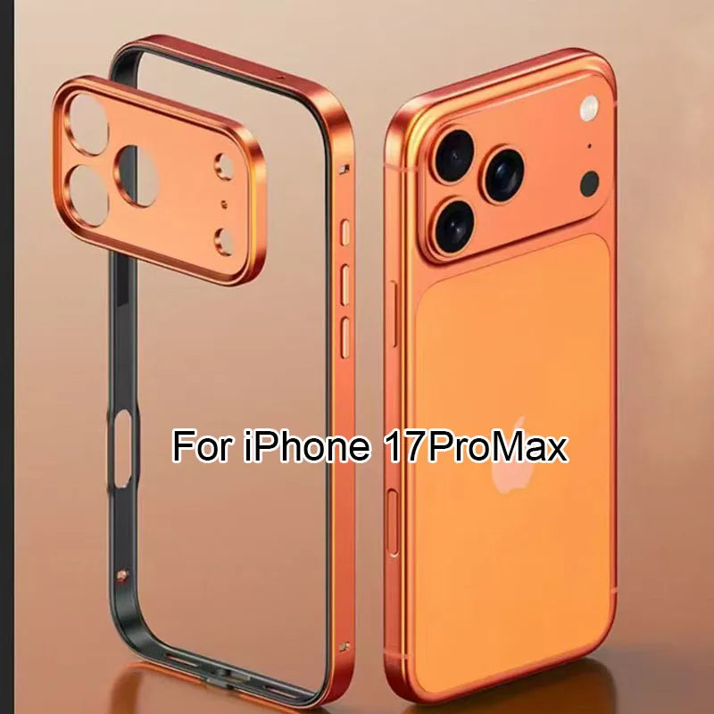 Camera Protection + Hybrid Silicone Frame Aluminum Metal Phone Case For iPhone 17 16 15 Pro Max 14 13 Better Heat Bumper