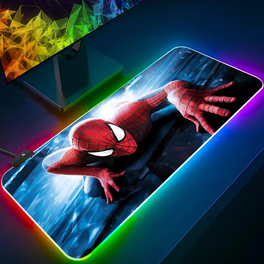 RGB Pc Gamer Keyboard Mouse Pad Mousepad LED Glowing Mouse Mats Rubber Hot movie Spiders-Man Gaming Computer Mausepad