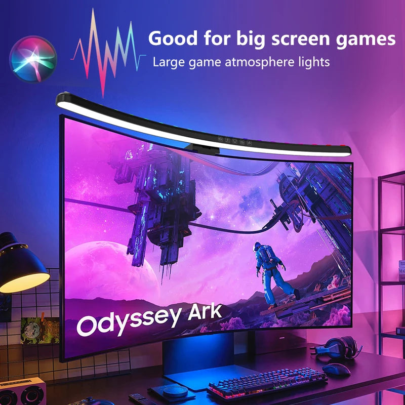 Computer Monitor Light Bar RGB Music Rhythm Screen Hanging Lights Dimming Desk Lamp Reading Gaming Table Lighting