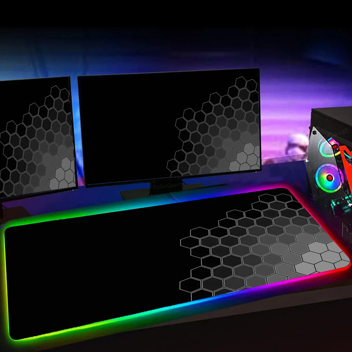 RGB Hexagon Gaming Mouse Pad XXL Antislip Rug Desk Mat Computer Accessories Office Geometric Mousepad Luminous Extended Game Mat
