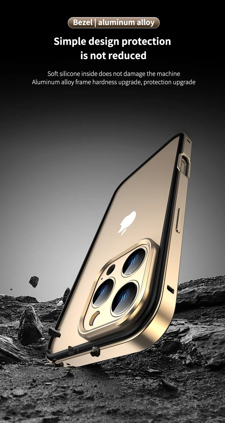Camera Protection + Hybrid Silicone Frame Aluminum Metal Phone Case For iPhone 17 16 15 Pro Max 14 13 Better Heat Bumper