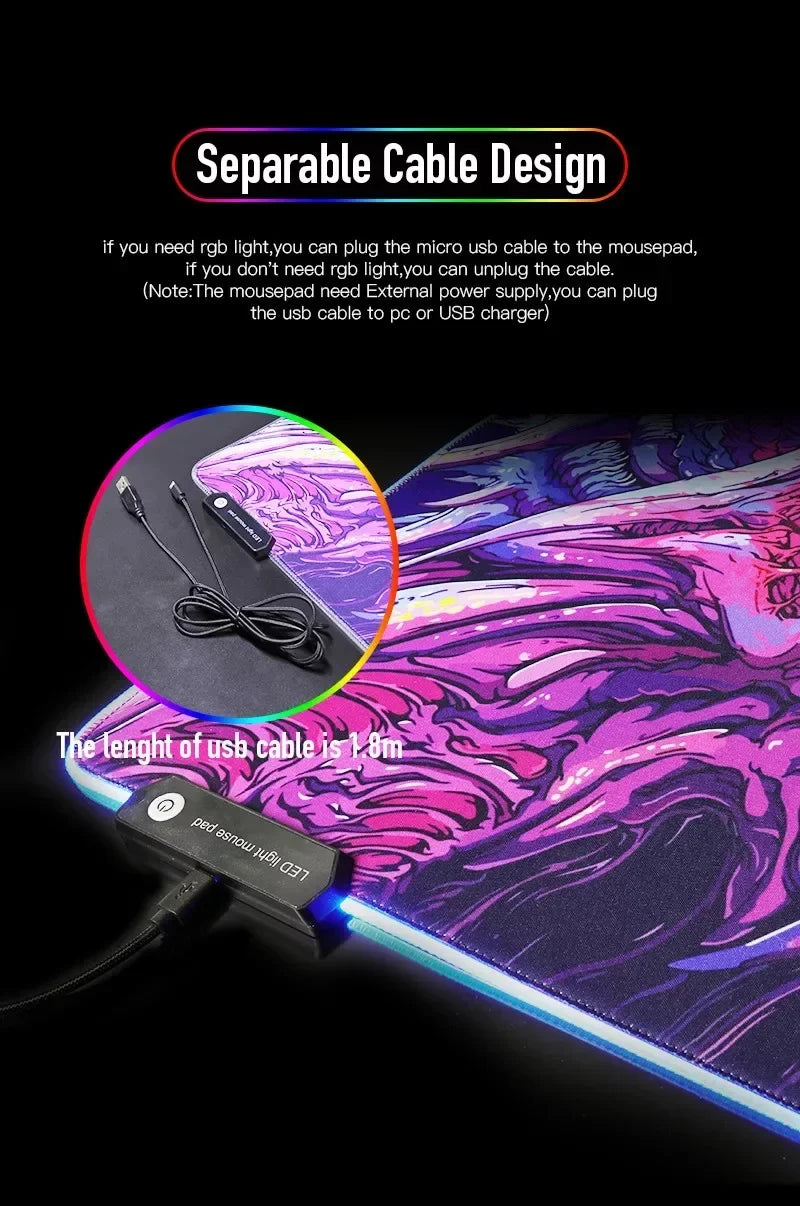 RGB Mousepad Cool ROG Mouse Pad Gamer Keyboard Mat LED Computer Mausepad Keyboards Accessories Gaming Desk Mat Mouse Carpet Xxl