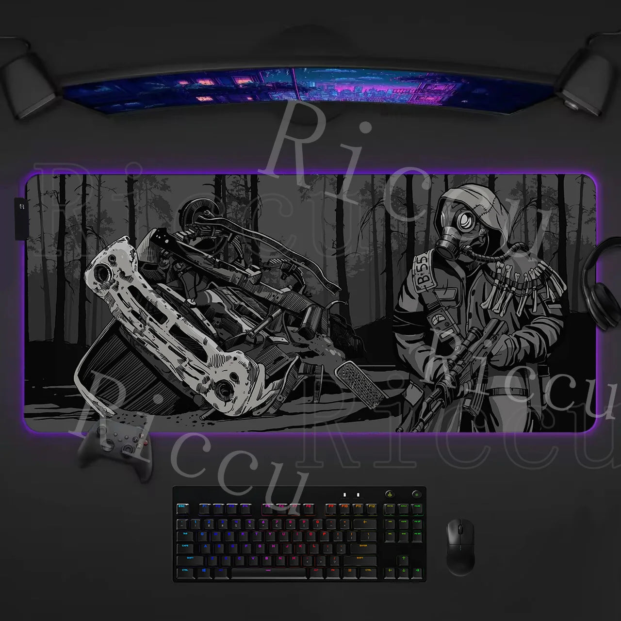 RGB LED PC accessories 400x900mm Stalker 2 Large Gaming Mouse Pad Computer Laptop HD Rupper Expand Desk Mats Gamer XXL Desk Ma