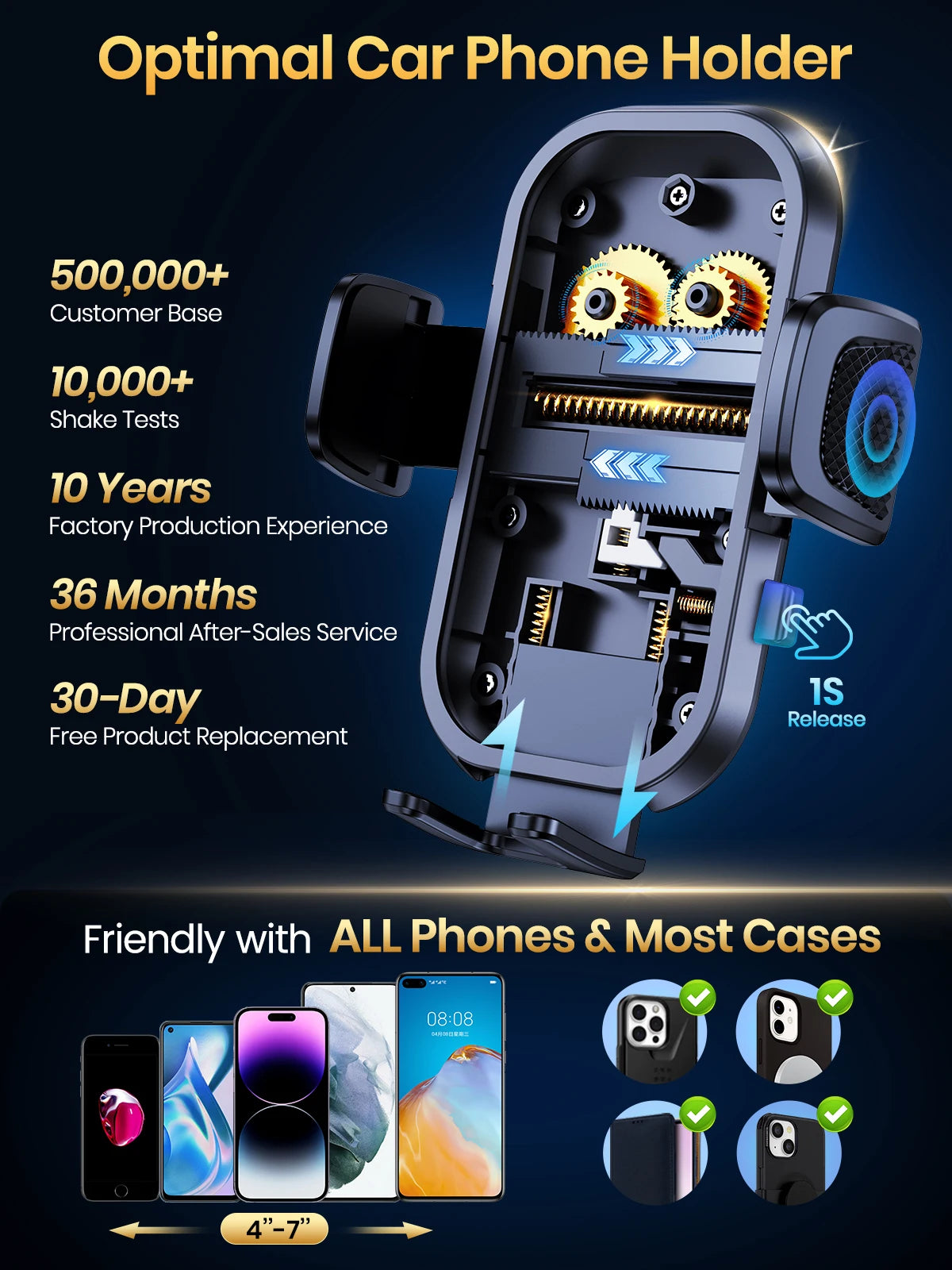 TOPK Car Phone Holder Mount Air Vent Cell Phone Holder for Car Hands Free Easy Clamp Cradle in Vehicle Fit All 4" to 7" Phone