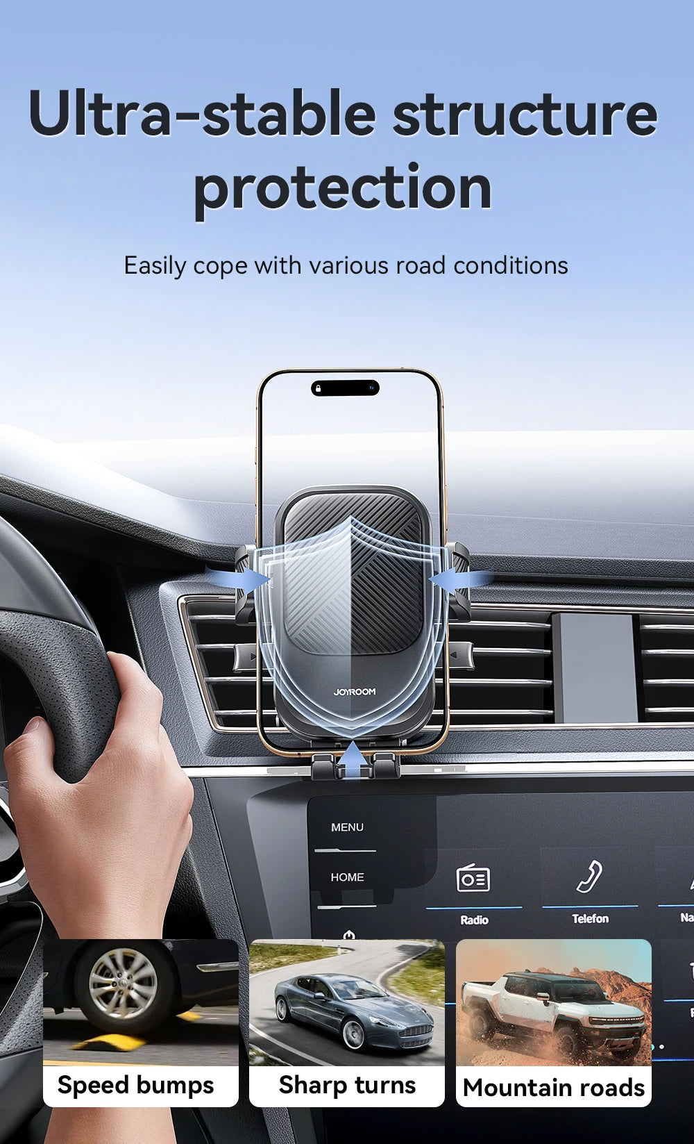 Joyroom Car Phone Holder 360° Rotation Car Air Vent Phone Holder Universal Hands-Free Cell Phone Mount For 4.7-6.9'' Phones
