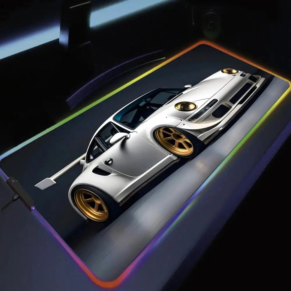 Car Theme RGB Mouse Pad Large Gaming Mousepads LED Light Locked Edges Game Accessories Table Pads Cool Keyboard Mats XXL 90x40cm