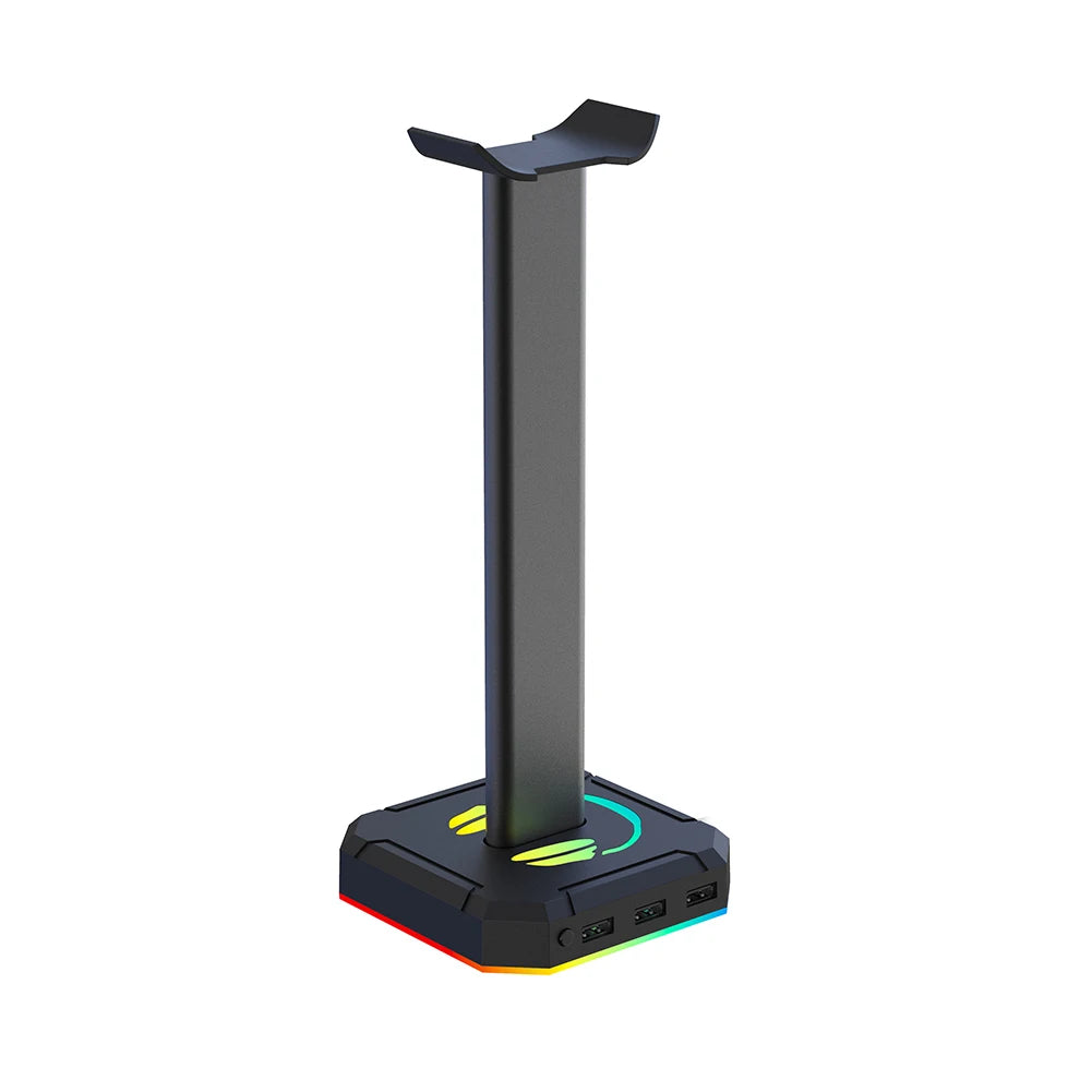 RGB Gaming Headphone Stand Over-ear Headset Desk Bracket Desktop Computer Earphone Display Holder Luminous with 3 USB Ports