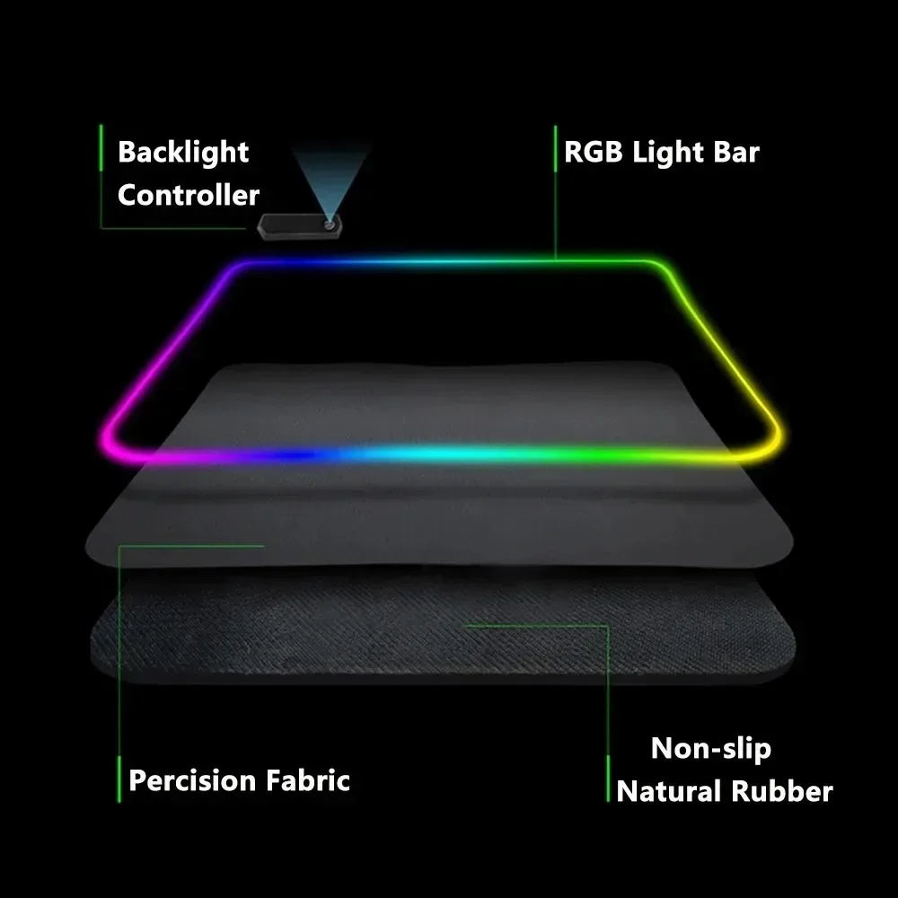 Car Theme RGB Mouse Pad Large Gaming Mousepads LED Light Locked Edges Game Accessories Table Pads Cool Keyboard Mats XXL 90x40cm