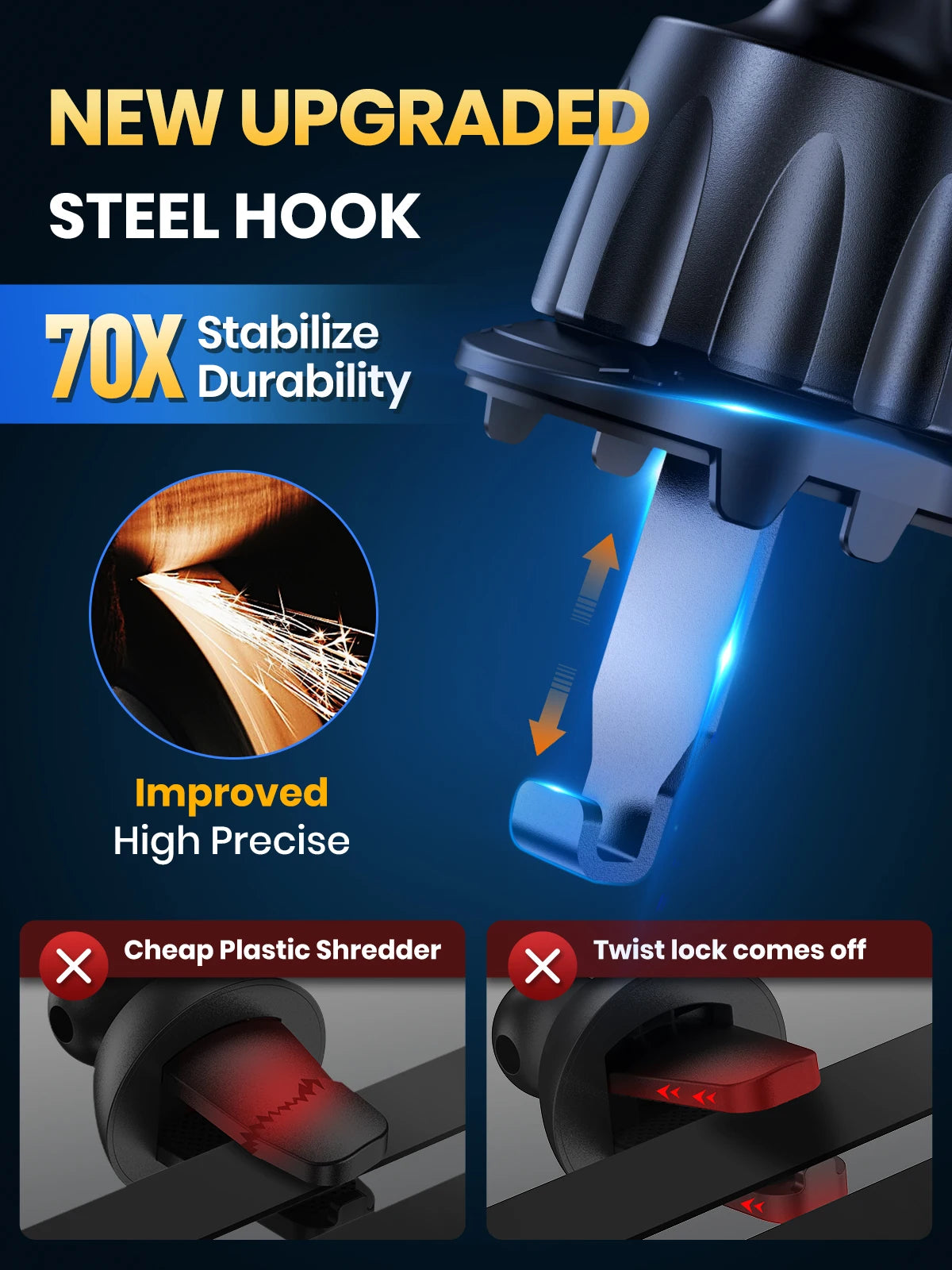 TOPK Car Phone Holder Mount Air Vent Cell Phone Holder for Car Hands Free Easy Clamp Cradle in Vehicle Fit All 4" to 7" Phone