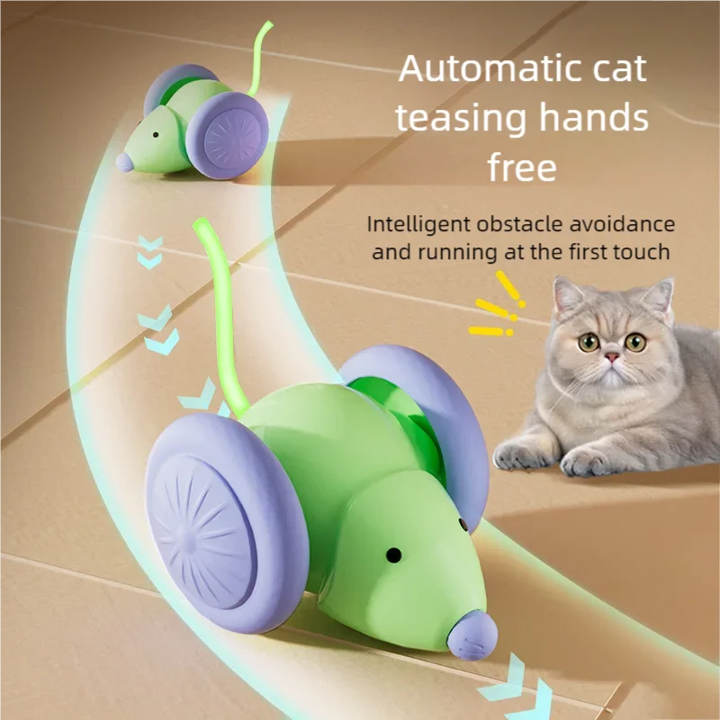 Electric Mouse Car Cat Toy Interactive Rechargeable Automatic Teaser With Smart Obstacle Avoidance Pet Product