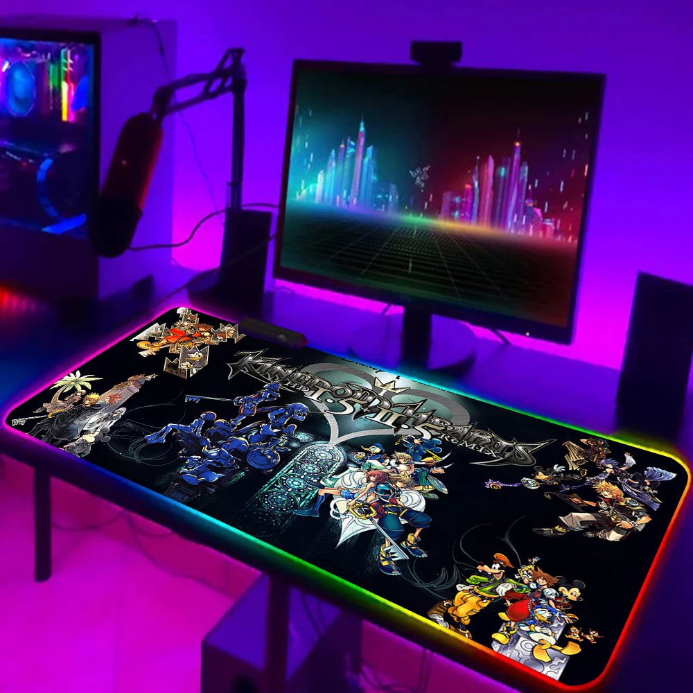 Games Kingdom Hearts RGB Pc Gamer Keyboard Mouse Pad Mousepad LED Glowing Mouse Mats Rubber Gaming Computer Mausepad