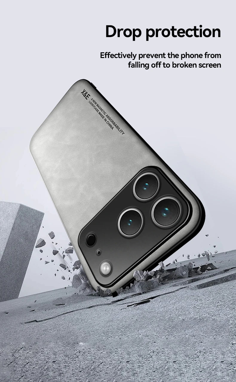 Luxury Shockproof Case For iPhone 17 Pro Max Protective Cover Magnetic Car Holder Phone Coque Fundas For iPhone 17 Air 17Pro