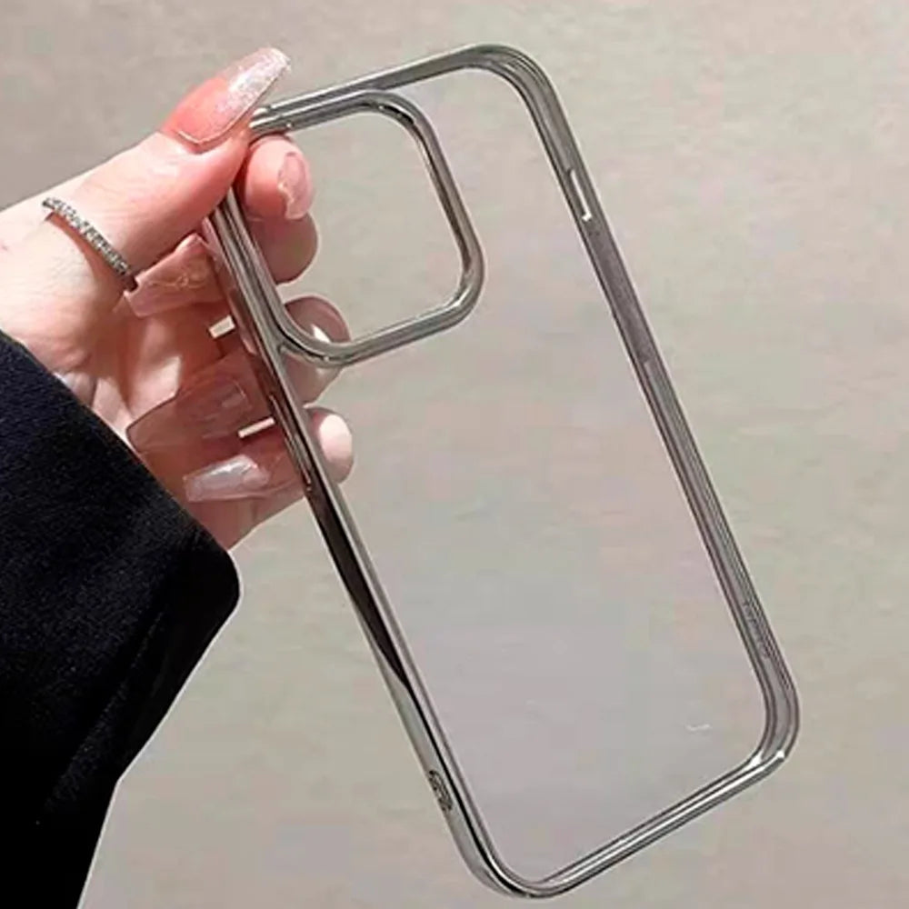 Transparent Silicone Phone Case for IPhone 17 IPhone 17Pro Max Shockproof Transparent Bumper Soft Clear Cover Luxury Metal Case