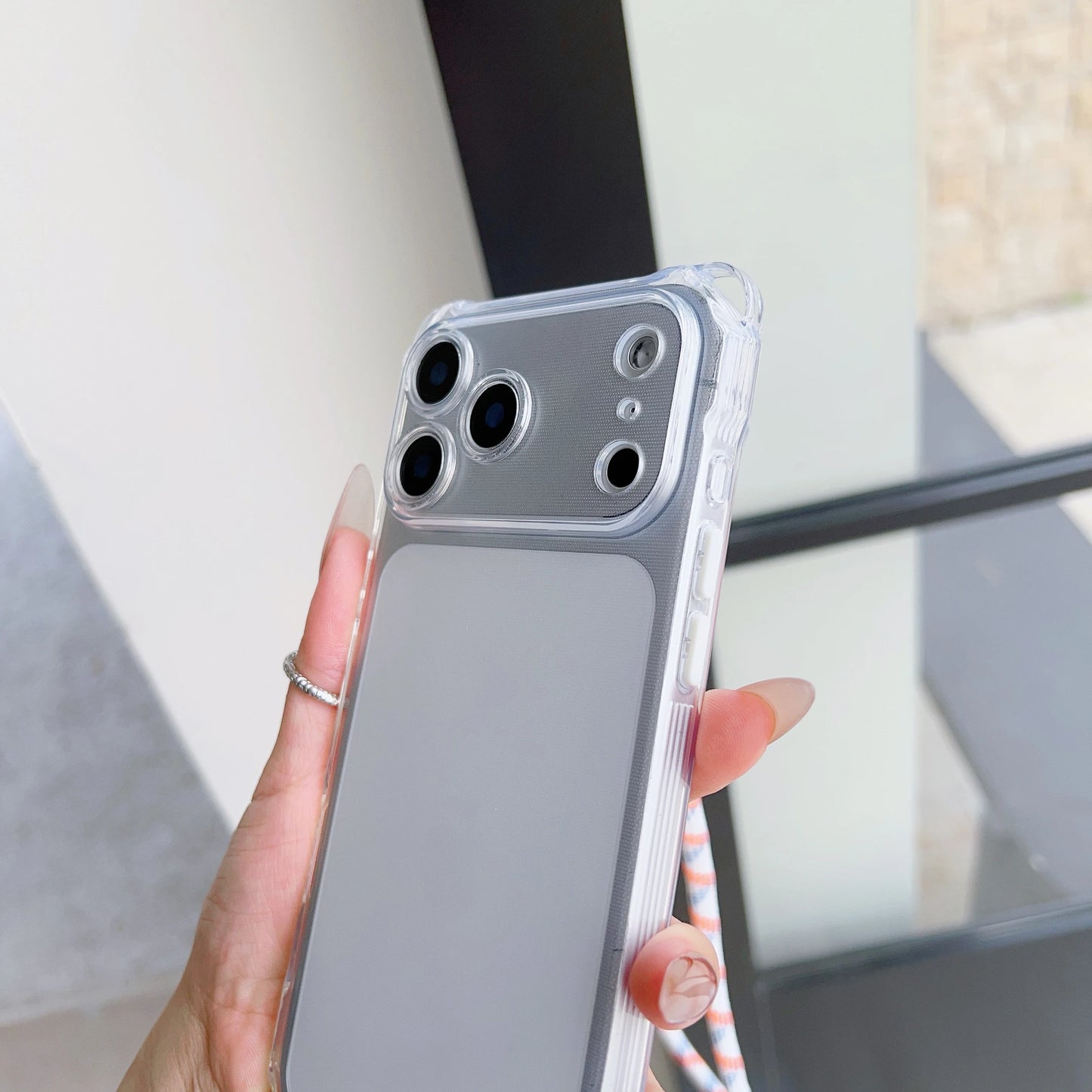 The Simple Adjustable Lanyard Protective Case Is Suitable For Iphone 17 Pro Max Phone Case Air Four-Corner Drop Protective Case