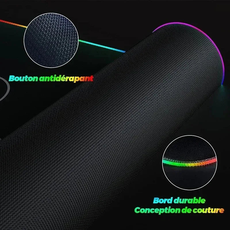 RGB Neon Gaming Controller Art Mouse Pad LED Backlight Luminous Gamer Rubber Keyboard Pads Esports Computer Accessories Desk Mat