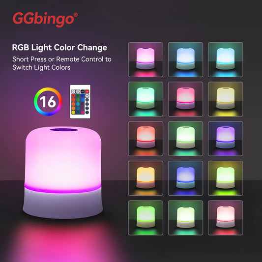 GGbingo Touch Night Light Rechargeable Remote Control Night Light RGB Dimmable Table Lamp Ambient Light for Bedroom Living Room