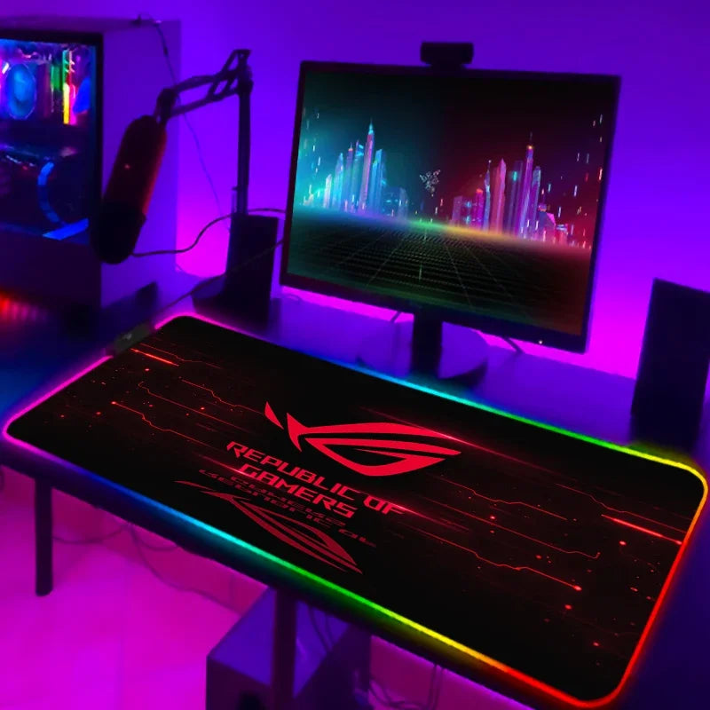 RGB Mousepad Cool ROG Mouse Pad Gamer Keyboard Mat LED Computer Mausepad Keyboards Accessories Gaming Desk Mat Mouse Carpet Xxl