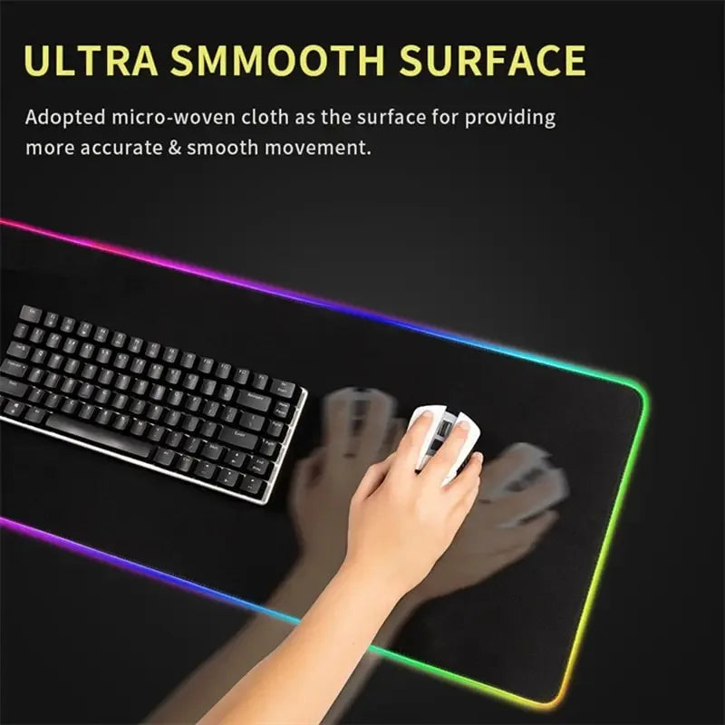 Car Theme RGB Mouse Pad Large Gaming Mousepads LED Light Locked Edges Game Accessories Table Pads Cool Keyboard Mats XXL 90x40cm
