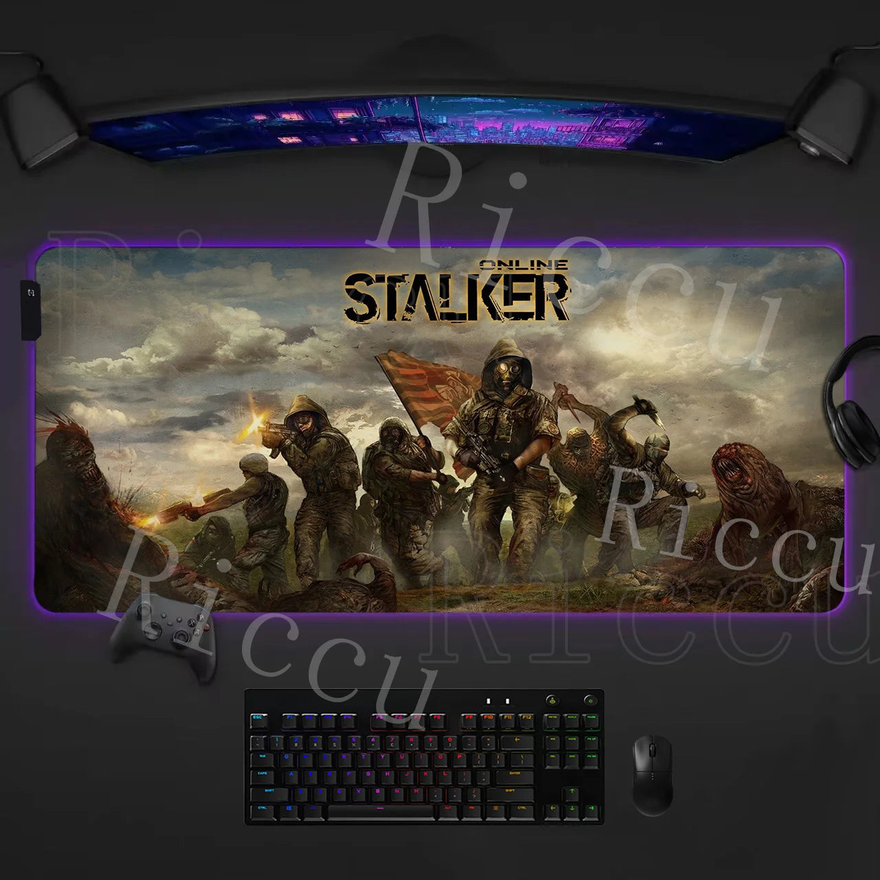 RGB LED PC accessories 400x900mm Stalker 2 Large Gaming Mouse Pad Computer Laptop HD Rupper Expand Desk Mats Gamer XXL Desk Ma